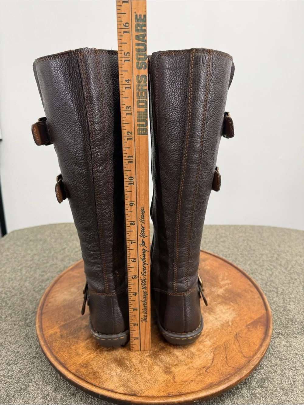 b.o.c. Born Concepts Boots Wm 7 Tall Dark Brown Leather Riding Buckles Comfort